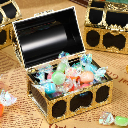 Veemoon 12 Pack Pirate Chest Storage Boxes Plastic Mini Treasure Chests 2.95X2.12X1.96In Waterproof Decorative Pirate Sugar Box for Party Favors Cake Decorations and Kids Pretend Play