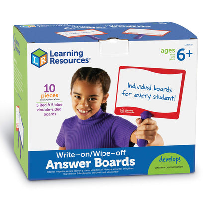 Learning Resources Write-on / Wipe-off Answer Boards, Set of 10 Erasable Boards, Ages 6+