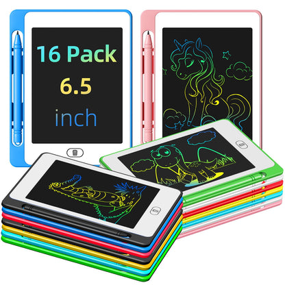 Party Favor 16 Pack LCD Writing Tablet for Kids, 6.5 Inch Colorful Doodle Board, Erasable Reusable Electronic Drawing Pads, Educational Learning Toys Birthday Gifts for Girls Boys Age 3 4 5 6 7 8
