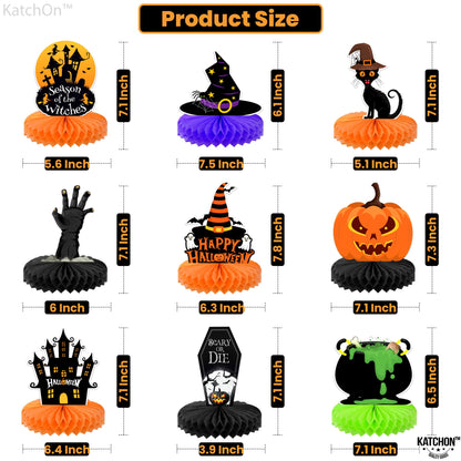 KatchOn, Halloween Centerpieces for Tables - Pack of 9 | Witch Centerpiece, Halloween Table Decorations | Orange and Black Spooky Summerween Party Decorations | Summerween Decor