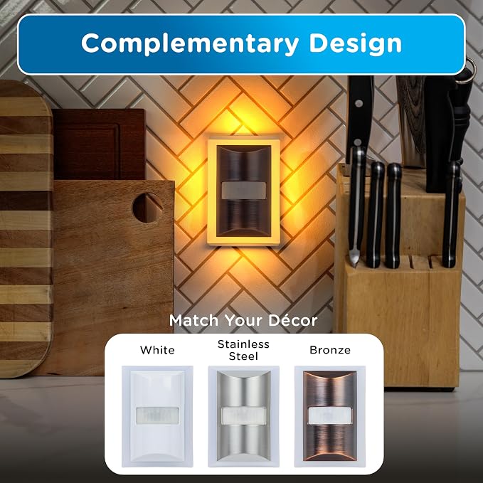 Enbrighten SleepLite Motion Sensor Night Lights Plug Into Wall Nightlight Amber Light Bathroom Bedroom Kitchen Nursery Kids Adults Oil Rubbed Bronze