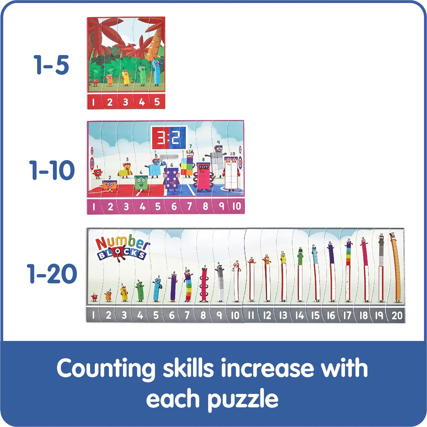 hand2mind Numberblocks Sequencing Puzzle Set, ﻿Sequence Cards, Matching Game, Math Toys, Toddler Educational Toys, Preschool Learning Activities, Kids Birthday Gifts, Easter Basket Stuffers for Kids