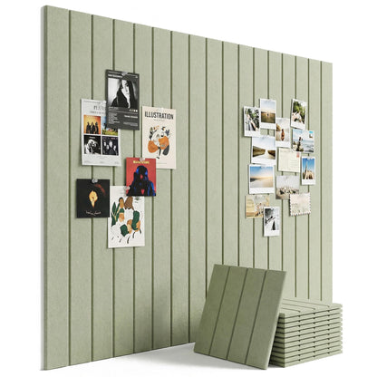 Aothia 12-Pack Felt Bulletin Board Tiles, 48x36 Modular Pin Board for Walls, 0.2" Thick Cork Board Alternative for Office & Classroom, 70 Adhesive Tabs & 40 Pushpins Included(Sage Green)