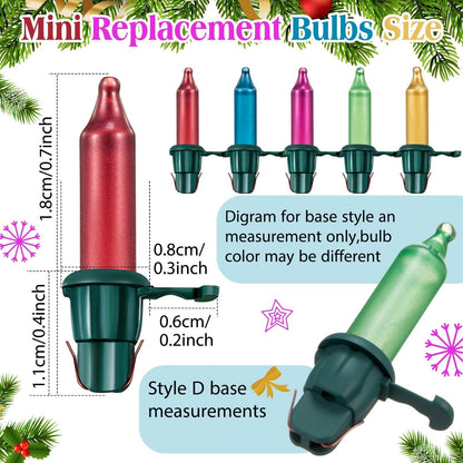 Mudder Christmas Tree Replacement Light Bulbs 60 Count Mini Incandescent Green Base with Pastel Color
