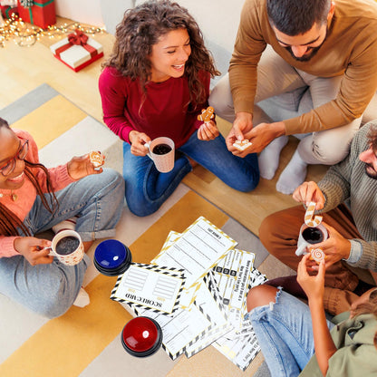 Humyoun New Year Family Fued Game Cards with 2 Answer Buzzers, New Years Eve Family Trivia Quiz Game Night Fun Holiday Fued Cards for Adults Party Office Classroom Team Building Countdown