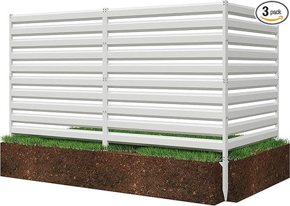 CJF Outdoor Privacy Screens, 42" H x 38" W Metal Air Conditioner Fence Panels, Pool Equipment Enclosure, Trash Can Screens Fence Kit for Outside Backyard Patio(Withe/3-Panel)