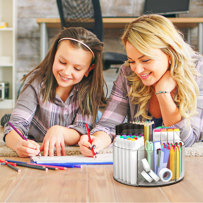 Absonic 250pcs Acrylic Pencil Holder Marker Organizer, 360-Degree Rotating Pen Holder, Crayon Organizers for Kids Pencil Organizer Caddy Art Supply Lazy Susan Organizer for Desk Home School Office