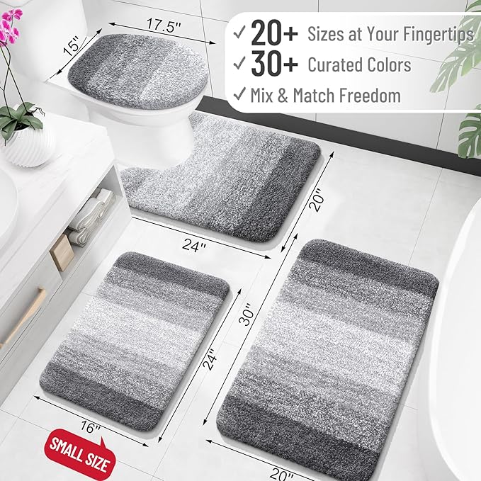 OLANLY Large Bathroom Rugs Mat 59x35, Extra Soft Absorbent Microfiber Bath Rugs, Rubber Backing, Quick Dry, Machine Washable Bath Mats for Bathroom Floor, Tub and Shower, Home Decor Accessories, Grey
