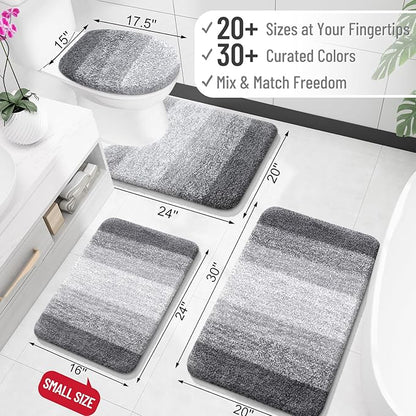 OLANLY Large Bathroom Rugs Mat 54x24, Extra Soft Absorbent Microfiber Bath Rugs, Rubber Backing, Quick Dry, Machine Washable Bath Mats for Bathroom Floor, Tub and Shower, Home Decor Accessories, Grey