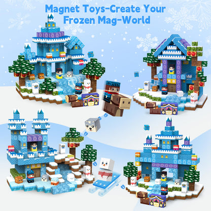 200pcs Magnetic Blocks, Magnetic Blocks for Kids Ages 4-8, Magnetic Cubes Sets for Ice Castle Build, Stacking Magnets for Kids, Birthday Gifts for Boys and Girls Age 3+ Years Old-11unique characters