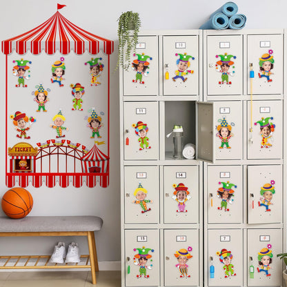 60pcs Circus Theme Cutouts Clown Juggling Bulletin Board Decorations Carnival Circus Paper Cut-Outs Classroom Decor for Boys Girls Classroom DIY Crafts Photo Kindergarten Preschool Wall Door Supplies