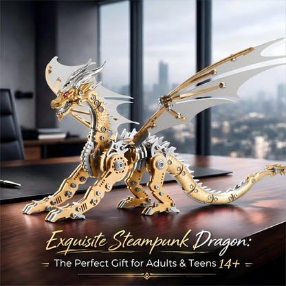 3D Metal Dragon Model Kit for Adults, Mechanical Pterosaur Puzzle, DIY Assembly Steel Model, Challenging Building Kit, Unique Gift for Men Desk Decor
