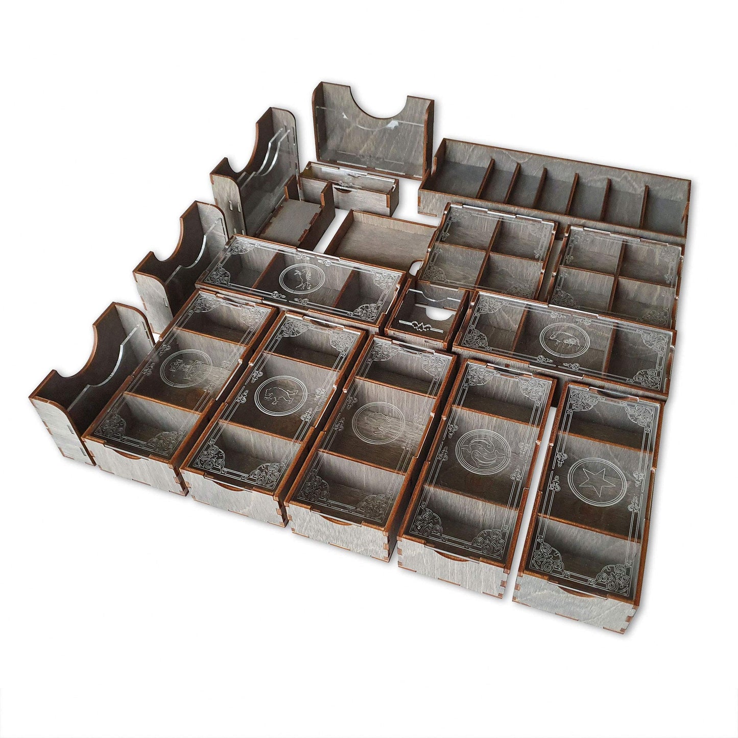 Smonex Wooden Organizer Compatible with Scythe Board Game - Box Suitable for Storage Scythe Base Game, Invaders from Afar Expansion and Promo Packs - Kit Token Box Card Insert