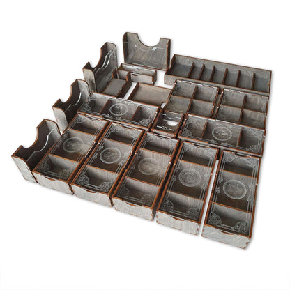 Smonex Wooden Organizer Compatible with Scythe Board Game - Box Suitable for Storage Scythe Base Game, Invaders from Afar Expansion and Promo Packs - Kit Token Box Card Insert