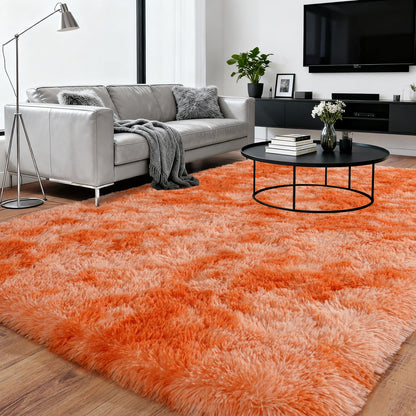 Upgrade Non-Slip Plush Rugs for Living Room, Soft Shaggy Carpets for Living Room, Fuzzy Rugs for Kids' Room, Perfect Decor for Modern Home Tie Dye Orange 5x7Feet