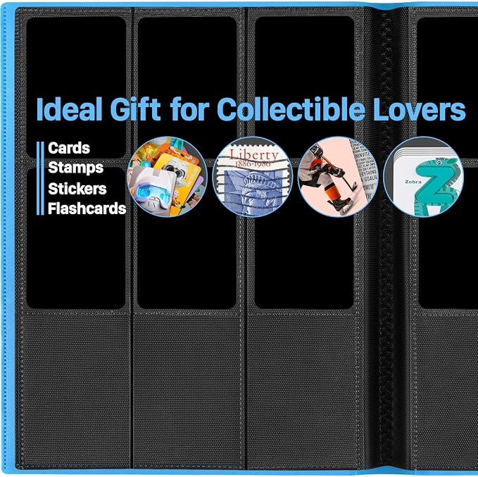 【2026】Trading Card Binder 9 Pocket, Premium Sports Collection Binder Game Cards Book with Sleeves Side Loading, Anti-open Strap Double Sided Waterproof 360 Card Folder