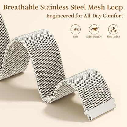 GEAK Metal Bands Compatible with Galaxy Watch 7 Band 6 5 4 FE Active 2 40mm 44mm/Galaxy 5 pro 45mm/Classic, 20mm Stainless Steel Milanese Mesh Loop Magnetic Strap for Samsung Watch Bands Women Men