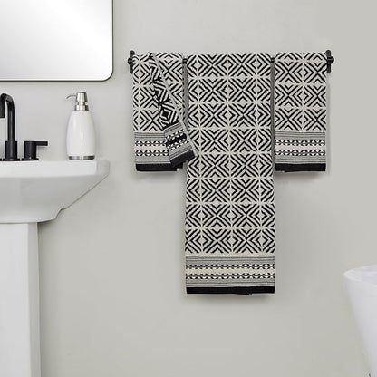 SKL Home Diamond Grid 100% Cotton Premium 2-Piece Hand Towel Set, 600 GSM