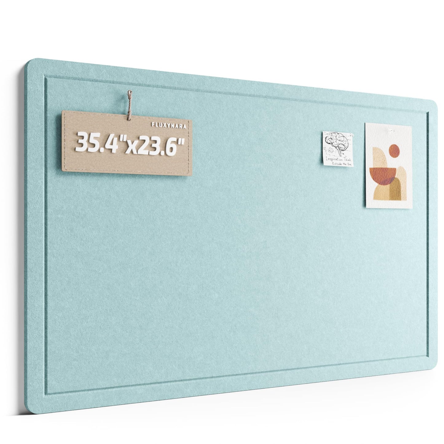 Fluxynara Bulletin Board,35.4" x 23.6" Cork Board Alternative with 12 Safe Removable Adhesive Tabs, Foldable Felt Pin Board for Home Office, Classroom, Bedroom,Entryway for Walls—Aqua Blue