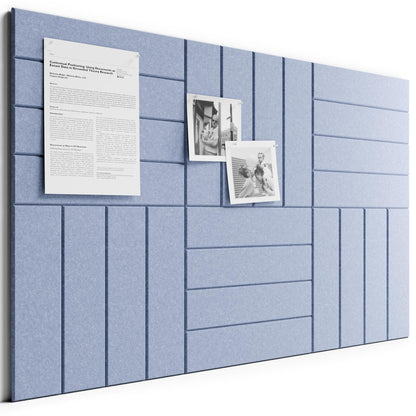 Bumusty Large Cork Board Alternative-36 x 24" Felt Bulletin Board Tiles, with 30 Pushpins, 40 Adhesive Tabs, Bold-Stripe 6-Pack, Cork Boards for Office Push Pin Board-Soft Periwinkle