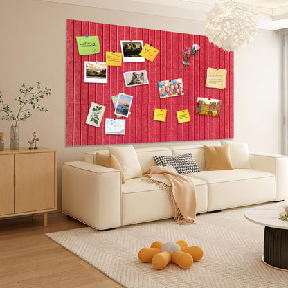 15 Pack Felt Bulletin Board, 35" x 59" Large Red Pinboard with 30 Push Pins, Felt Pin Board, Self-Adhesive Cork Board Tiles for Home, Office Walls, School Classroom Message Photos Display