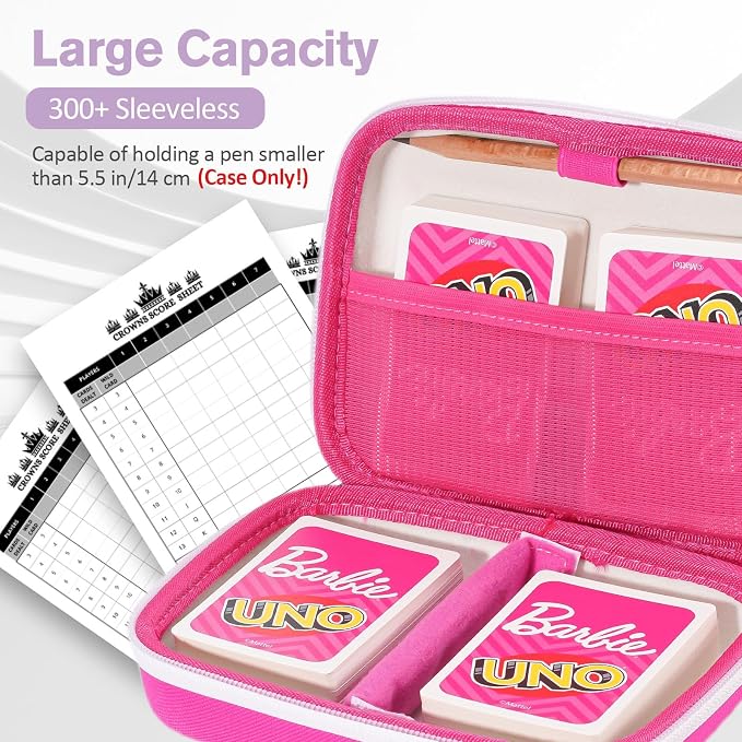 ProCase Hard Playing Card Game Carrying Case, Travel Storage Box Holds 300+ Trading Cards, Bag Holder for Classic Board Game UNO, Five Crowns，SKYJO, PlayMonster and More (Case Only) -Pink