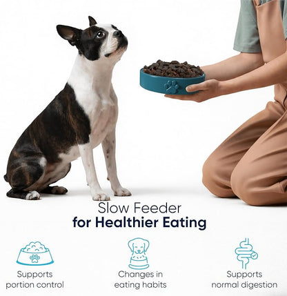 Slow Feeder Dog Bowls – 1.5-Cup Ceramic Dog Bowl Slow Feeder – Microwaveable Dog Slow Feeder for Small and Medium Dogs – Lead and BPA-Free Ceramic Pet Bowl – Pet Feeder for Fast Eaters