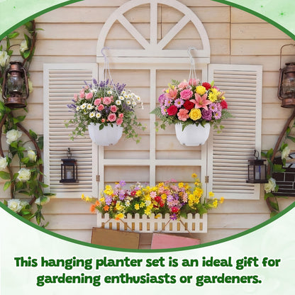 Romooa 200 Pack 5.1 Inch Plastic Hanging Pots Bulk Nursery Hanging Planters with Hooks and Drainage Small Grower Pots for Indoor Outdoor Plants, Garden, Includes 200 Labels(White)