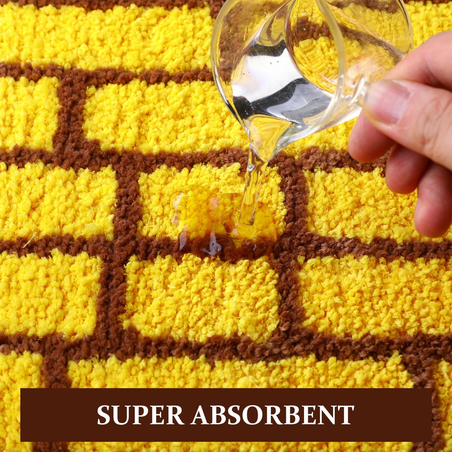 Tinideya 16 x 24 Yellow Brick Bathroom Mat Brick Stone Wall Non Slip Road Rug Cute Aesthetic Carpet Microfiber Absorbent Bath Rug Halloween Wizard Party Decorations for Bathroom Bathtub Shower Bedroom