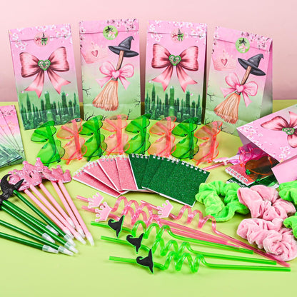 LiYiQ 72 Pcs Witch Party Supplies Return Gifts for Party Halloween Teacher Gift Stationery Gifts from Teacher Straws Pen Notebooks Scrunchies Sunglasses for Classroom Exchange Birthday