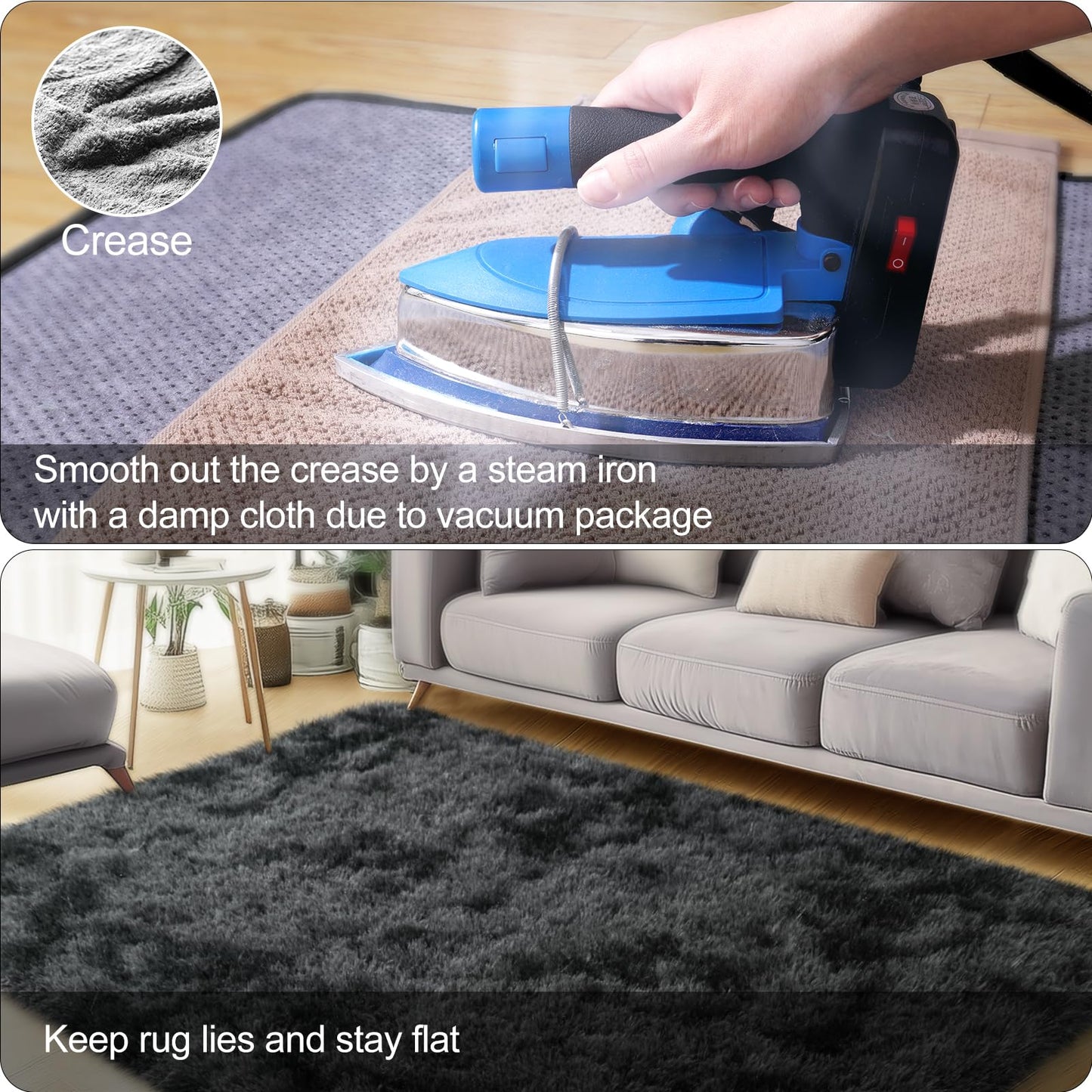 qulint Black Grey Area Rugs for Bedroom, 3x5 Area Rug for Kid Room Fluffy Soft Shag Rug for Living Room, Small Fuzzy Plush Shaggy Alfombras for Dorm Nursery Home Decor (3ft x 5ft, Tie-dyed Black Gray)
