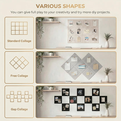 AHEONLAR Felt Bulletin Board 36" x 24", Cork Boards for Walls, 6 Pack Bulletin Board Large Cork Board for Office, Felt Boards with 40 Safe Removable Adhesive Tabs Pin Board for Home(Light Beige)