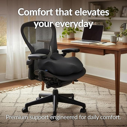 Everlasting Comfort Doctor Recommended Memory Foam Seat Cushion for Office Chairs & Car - Ergonomic Office Desk Accessories - Cushions for Tailbone Pain Relief,Sciatica (Premium Charcoal Black, Large)