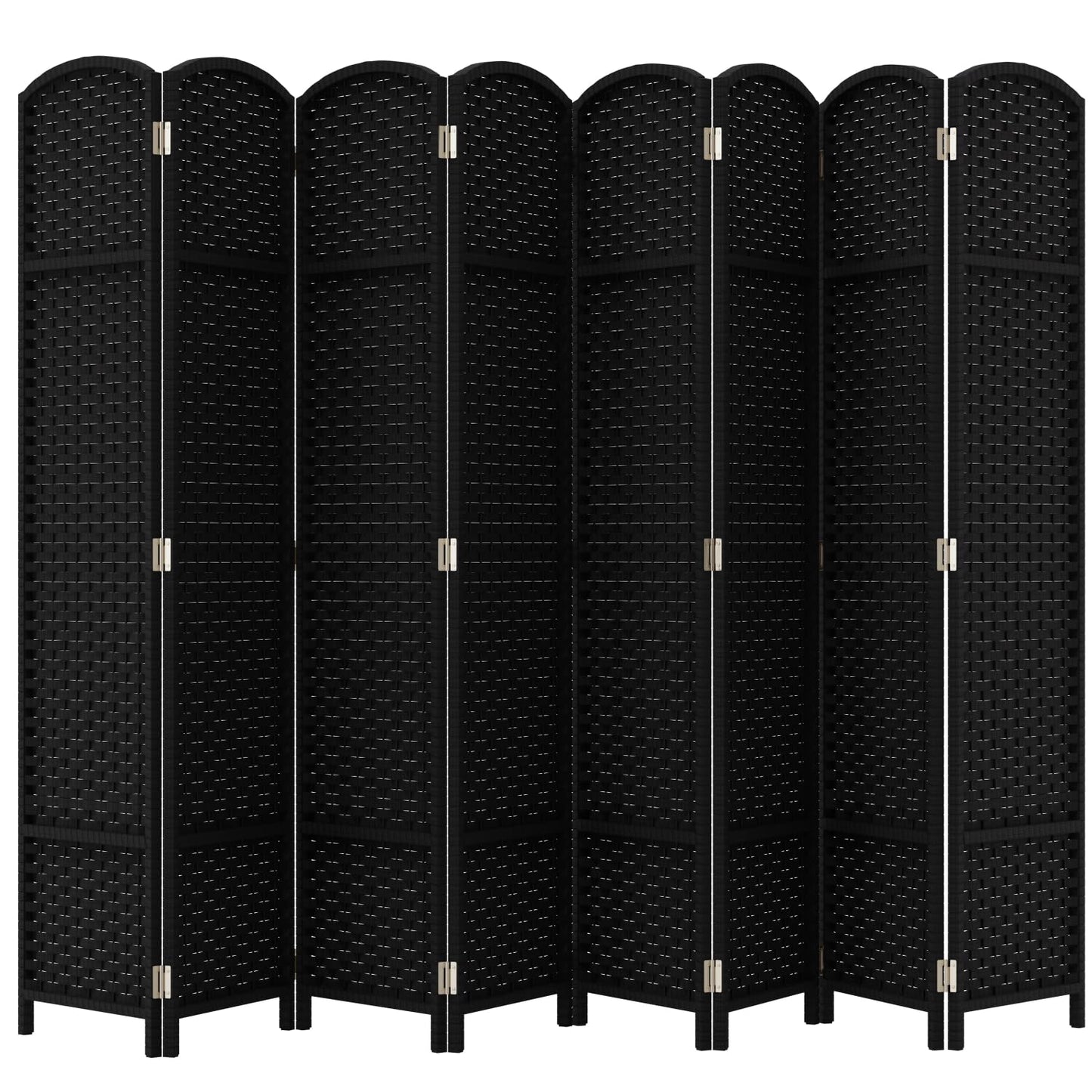 Room Divider 8 Panel Screen 5.6 Ft Tall Partition Room Dividers Black Privacy Screens Folding Room Separation Free Standing Waterproof Wood Frame Wall Divider