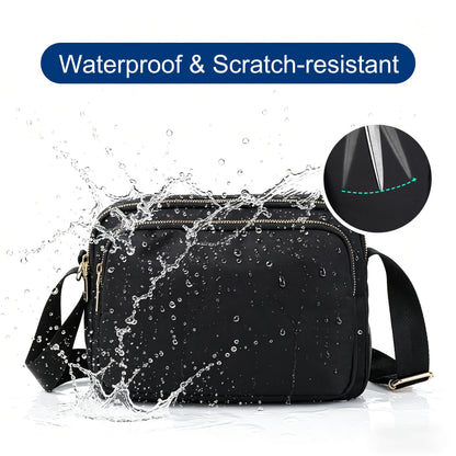 NYIKYUAM Small Nylon Crossbody Bag for Women, Multi-Pocket Shoulder Bag with Adjustable Strap, Water Resistant Messenger Purse for Travel & Daily Use, Model 5085, Black