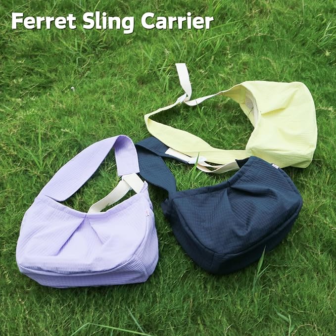 Ferret Sling Carrier - Pet Carrying Bag with Adjustable Strap Hands Free Shoulder Bag Crossbody Travel Slings Soft Small Animal Bonding Pouch Front Backpack for Ferret Rabbit Puppy Kitten (Purple)