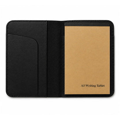 TheAntiq Leather A5 Journal Cover Top Bound – Handmade Vintage Leather Notebook Cover with Pen Holder & Card Slots – Refillable Travel Diary Organizer for Men & Women 5.7 x 8.25 (Black)