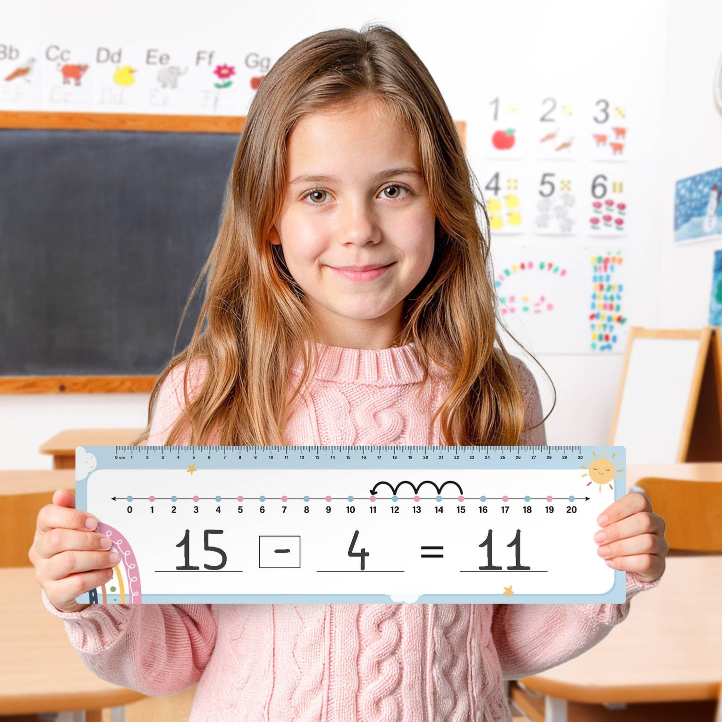 26 Pack Boho Number Line Dry Erase Boards Cards, 14"x4", Double-Sided, 0-10 on One Side & 0-20 on Other Side, Math Manipulatives for Student, Education Classroom Must Haves