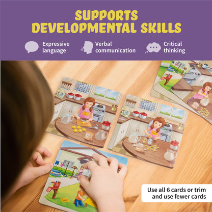 Sequencing Cards for Storytelling, Speech Therapy Game, Special Education Materials, Sentence Building, Problem Solving, Homeschooling Sequence Cards, Autism Game, Picture Sences, SEL