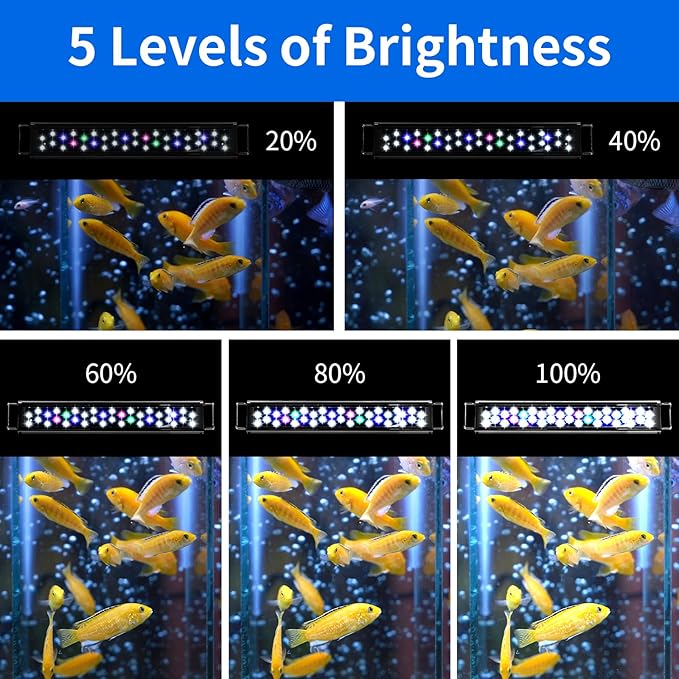 AQUANEAT LED Aquarium Light for 16 to 20 Inch Fish Tank, Auto On Off with Timer, Full Spectrum, Adjustable Brightness, Daylight Moonlight Mode, for Fresh Water Low-to-Mid Light Plants