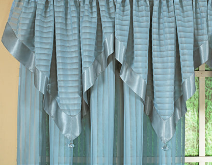 Today's Curtain, Silhouette Stripe Sheer Scarf 144", Blue, 52" W x 144" L