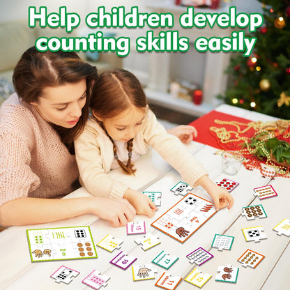 Kasfalci Number Puzzle Flash Cards, 80 PCS Counting Math Flashcards for Kids Toddler, Matching Games, Preschool Kindergarten Activities Classroom Must Haves, Educational Toys