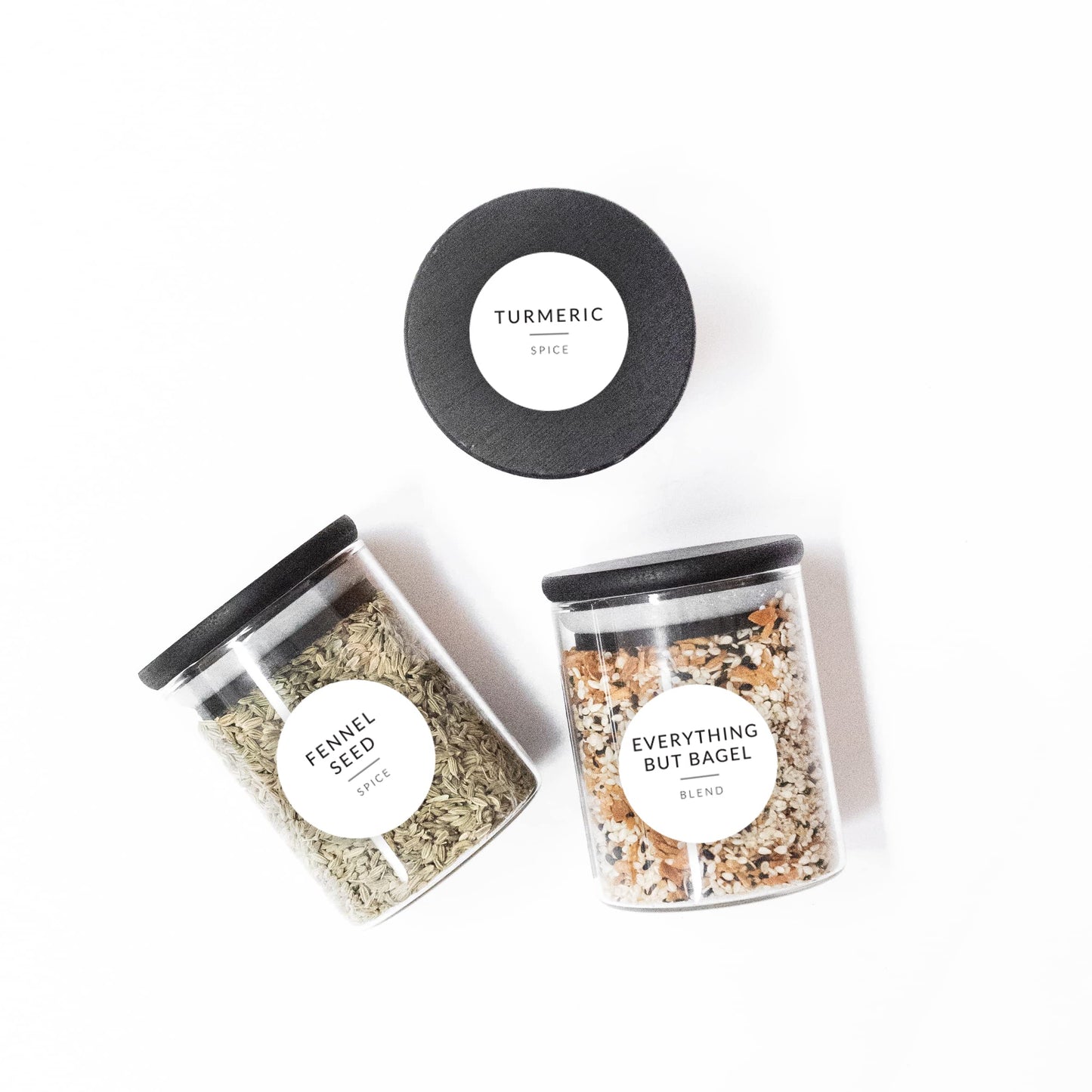 Round Spice Labels Stickers for Glass Jars - 140 Preprinted Waterproof Spice Jar Labels Stickers for Top of Lids, Seasoning Labels Only, Kitchen Pantry Organization