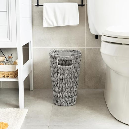 GRANNY SAYS Wicker Waste Basket - Waterproof, Space-Saving, 15L/4Gallon, Bathroom & Bedroom Trash Can