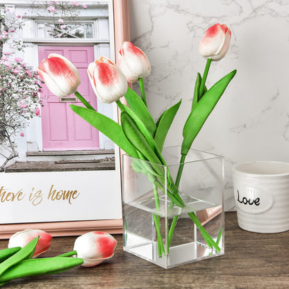 Mototo 2 Pieces Clear Acrylic Pen Holder & Pencil Cup Clear Makeup Bush Holder Acrylic Desktop Stationery Organizer for Office School Home Desk Accessories - 2 Pack, Square