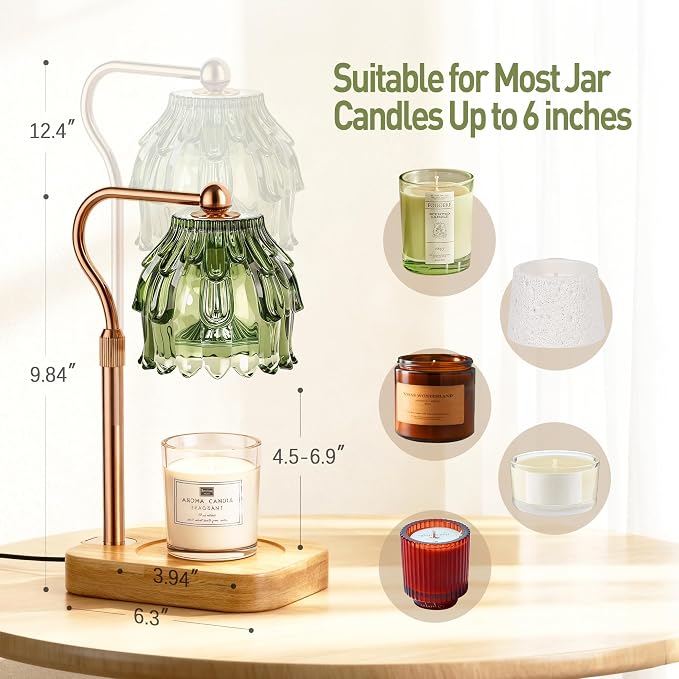Candle Warmer Lamp with Timer Dimmer - Birthday Gift for Women Mom, Electric Wax Melter Warmer Adjustable Height for Jar Candles Housing Warming Home Decor