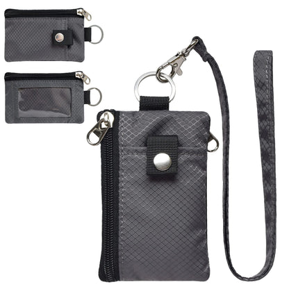 CHENSPRX Minimalist RFID Blocking Small Wallet with ID Window,WaterResistant Zip Id Case Wallet with Lanyard Keychain for Cards,Cash,Travel,Women,Men (DarkGrey)