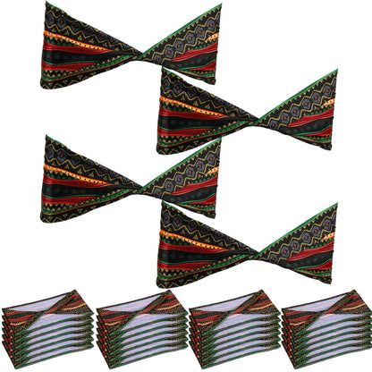 Newwiee Spandex Chair Bands Animal Print Elastic Sashes Bow Polyester Chair Cover Bands Ties Without Buckle for Animal Jungle Theme Party Birthday Decor (African Kente,24 Pcs)