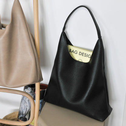 Hobo Bags for Women Soft Vegan Leather Shoulder Handbag Slouchy Tote Purses (Black)