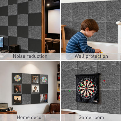 QUEENLINK Large Cork Boards 48"x36", 12-Pack Self-Adhesive Felt Bulletin Board Tiles with 120 Push Pins, Square Felt Wall Panels Pin Board Tack Board Wall Organizer for Home Office Decor, Grey